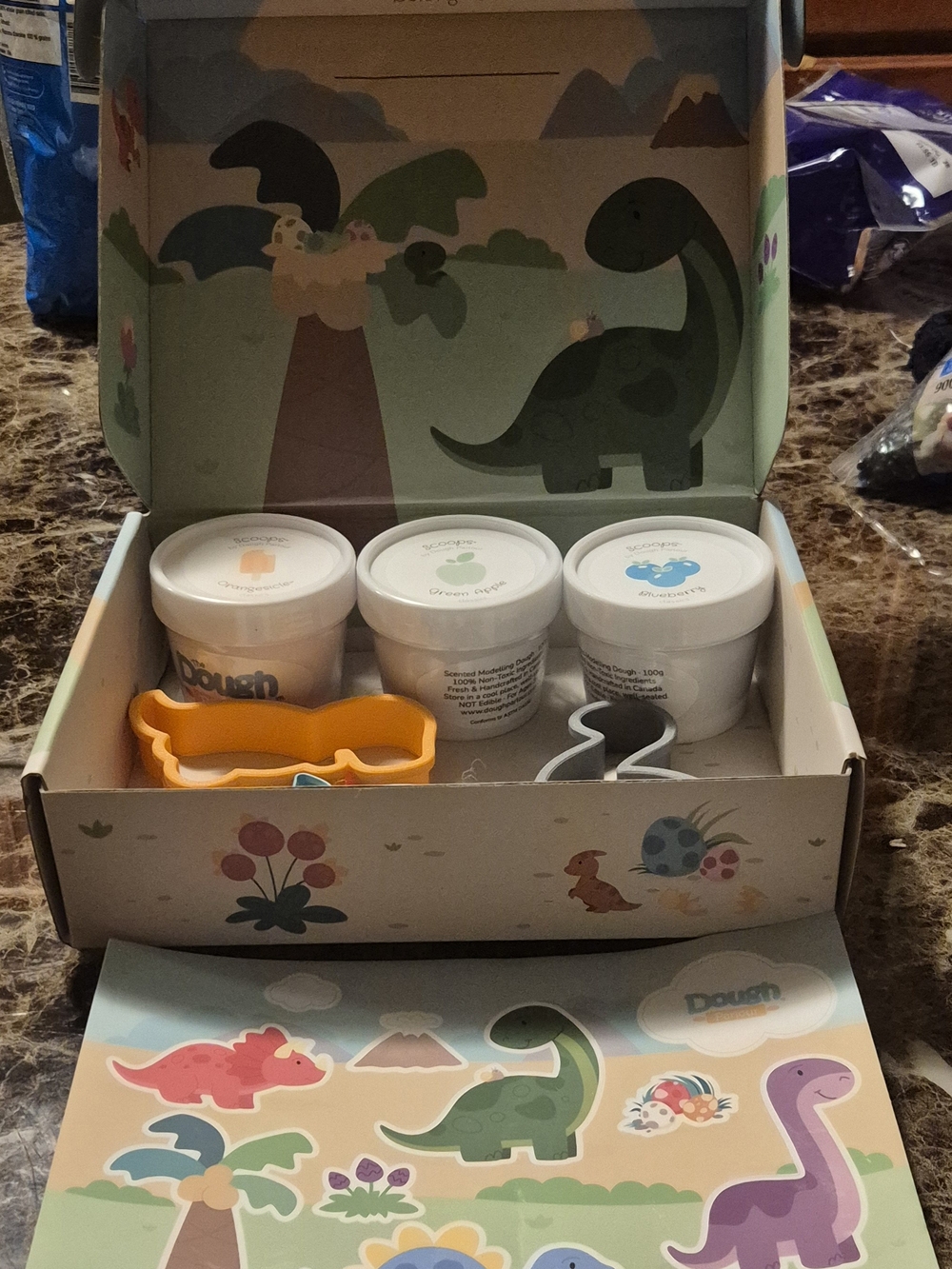 Dinosaur Play with Dough- 3 tubs dinosaur Dough Parlour Montessori